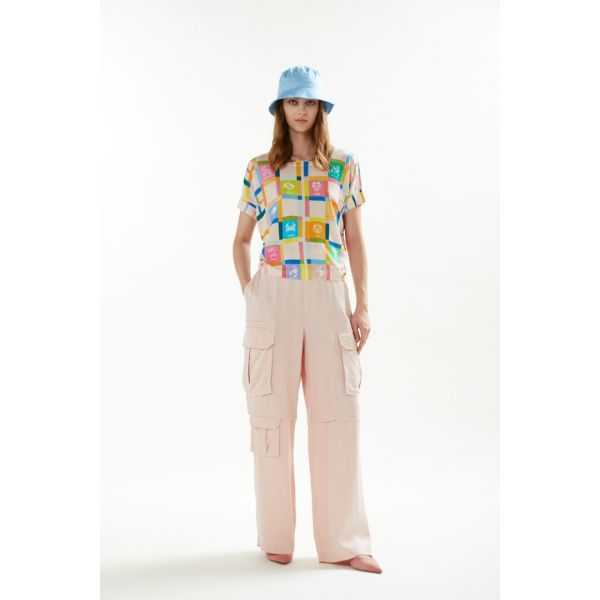 Kimono with short sleeves and Zodiaco print double use