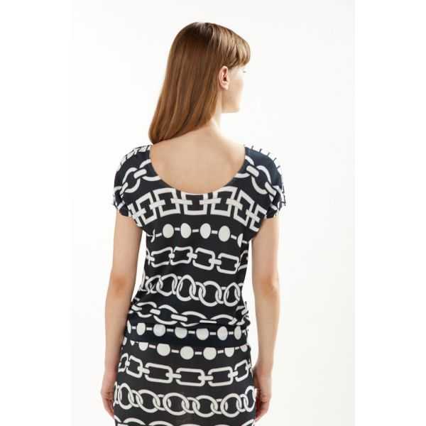 V neck sweater with short sleeves and Chains print double use