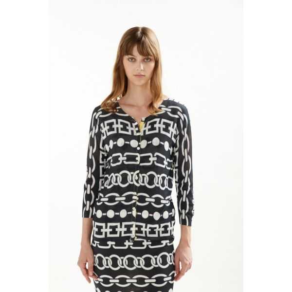 Jacket with 3/4 sleeves and Chains print double use