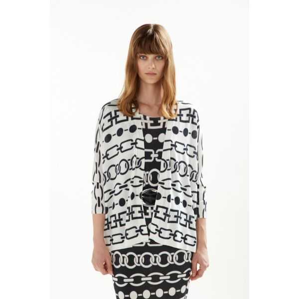 Cardigan with 3/4 sleeves and Chains print