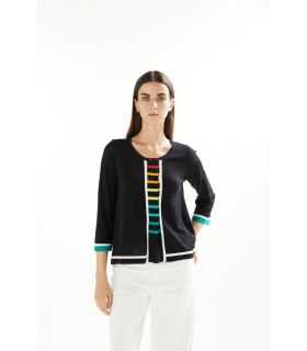 jacket with 3/4 sleeves and multicolor trims