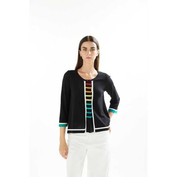 jacket with 3/4 sleeves and multicolor trims
