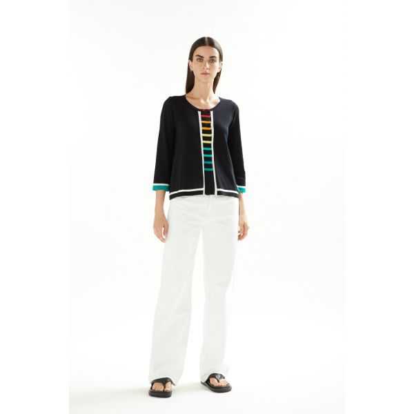 jacket with 3/4 sleeves and multicolor trims