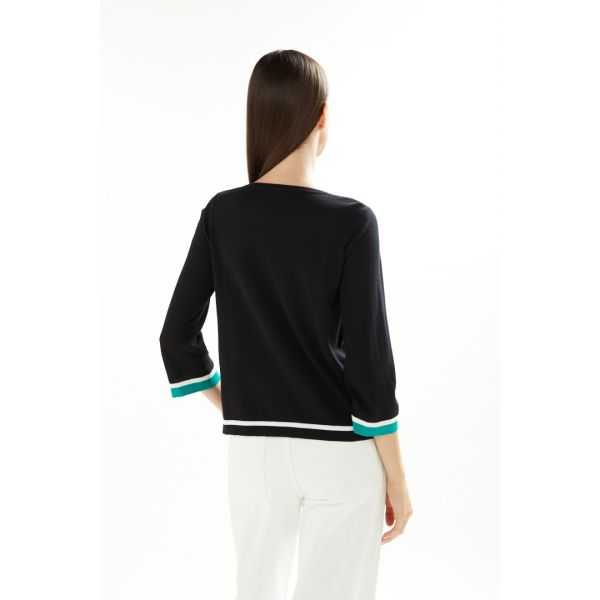 jacket with 3/4 sleeves and multicolor trims