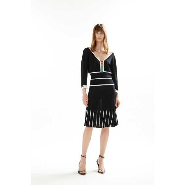 Bicolor pleated skirt