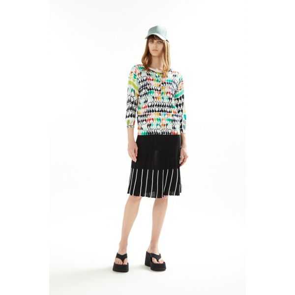 Crewneck jacket with 3/4 sleeves and Pop print
