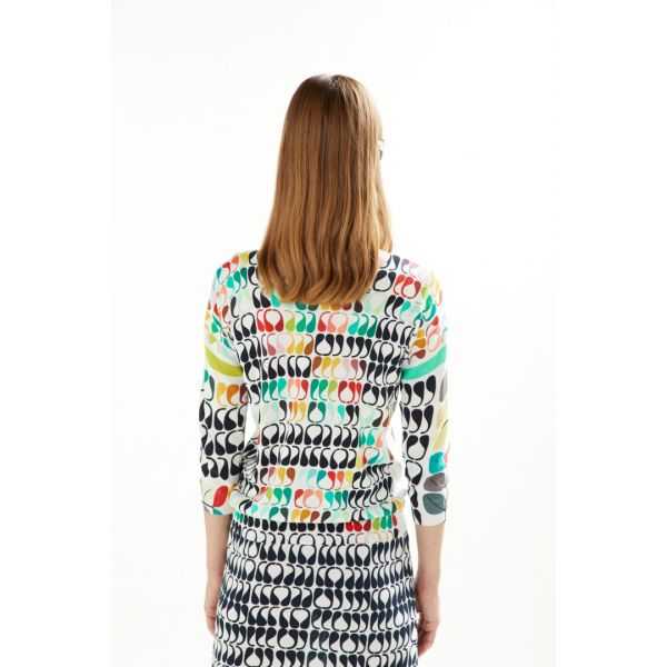 Boat neck sweater with 3/4 sleeves and Pop print double use