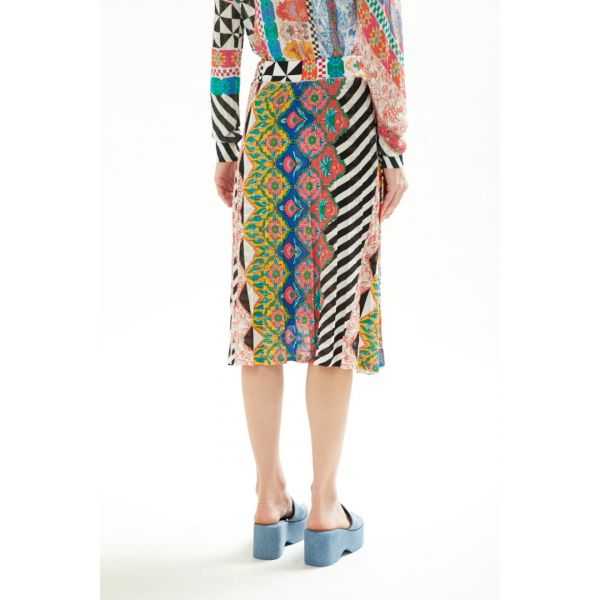 Pointelle skirt with Patchwork print