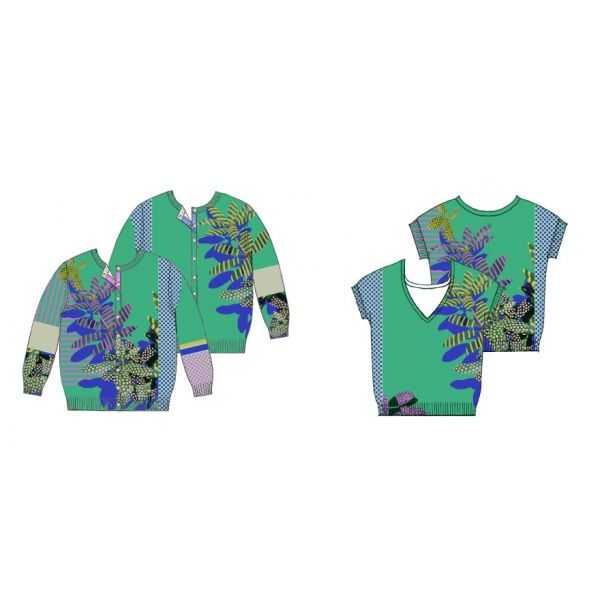 Twin set with Plants e Pois print double use
