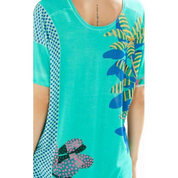 V neck sweater with short sleeves and Plants e Pois print double use
