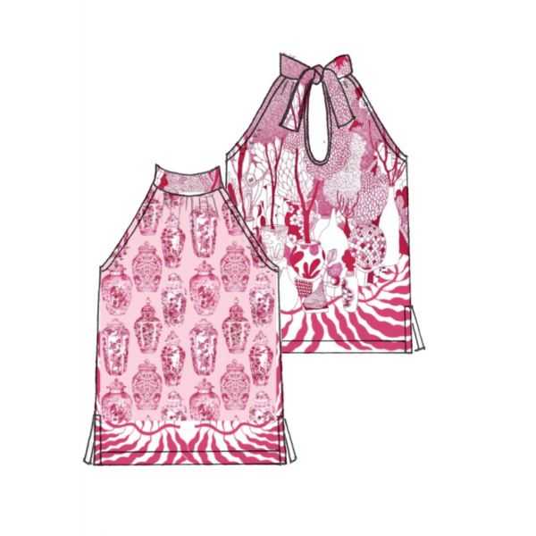 Halter neck sweater with Ceramic print