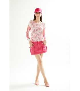 Pointelle boat neck sweater with long sleeves and Ceramic print double use