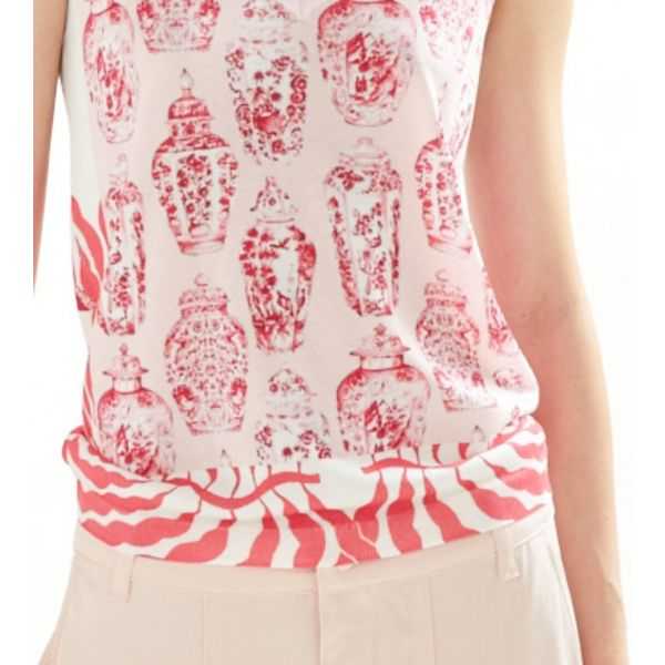 Short sleeves kimono sweater with Ceramic print double use