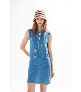 Abito polo con stampa Jeans e applicazioni