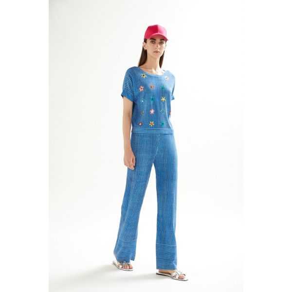 kimono mezze maniche stampa Jeans e applicazioni