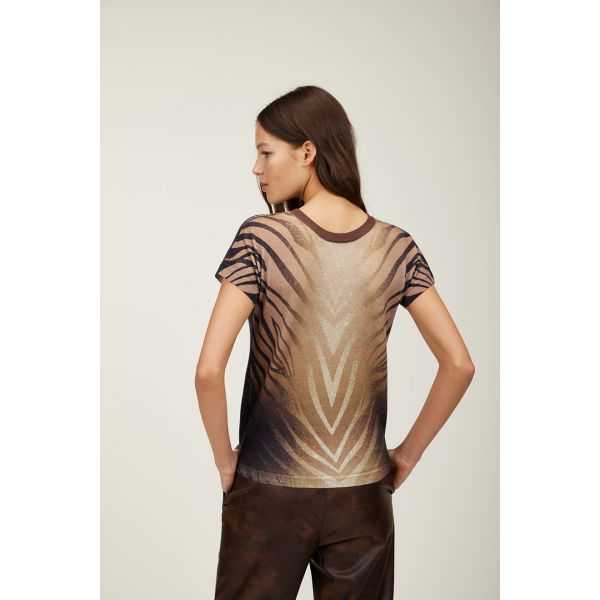 Kimono style Sweater with short sleeves and Animalier print double use