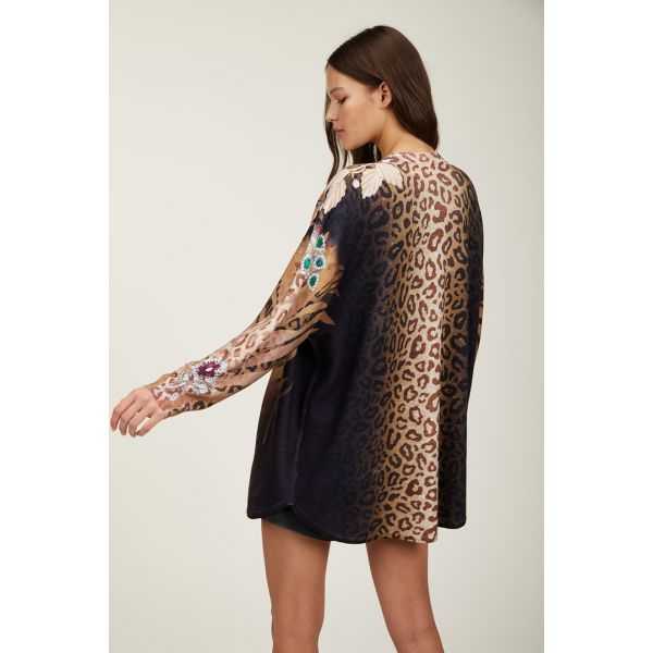 Giaccone oversize con stampa Animalier
