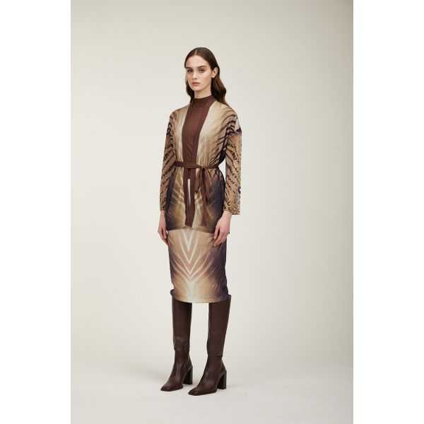 Long cardigan with Animalier print