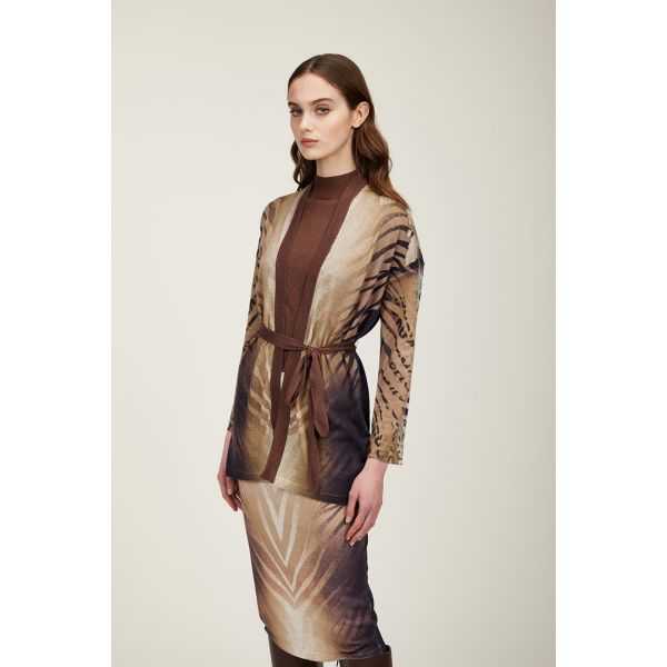 Long cardigan with Animalier print