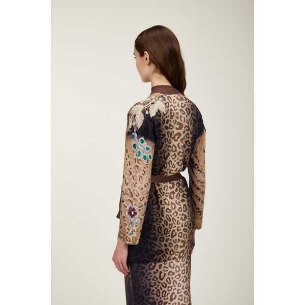Long cardigan with Animalier print