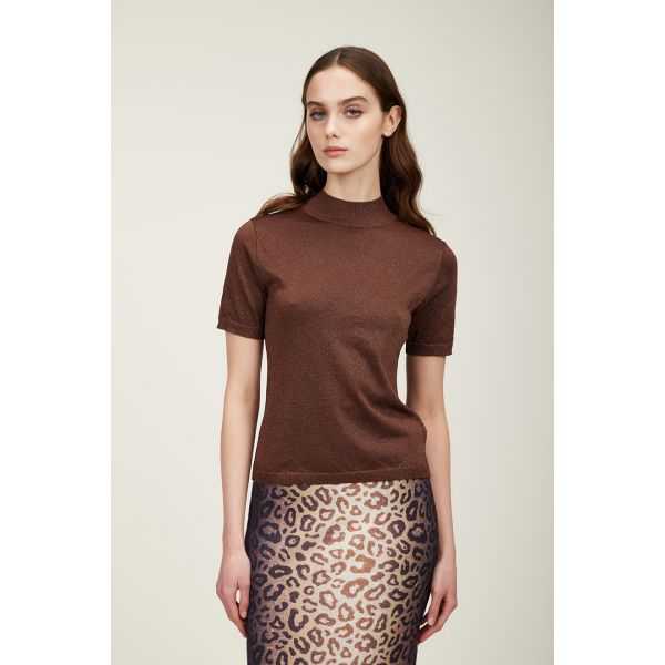 Maglia lupetto lurex con mezze maniche