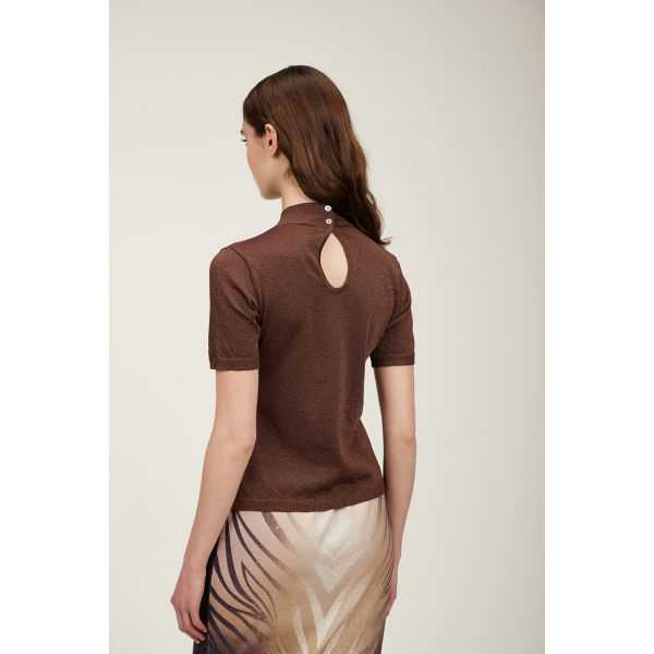 Maglia lupetto lurex con mezze maniche