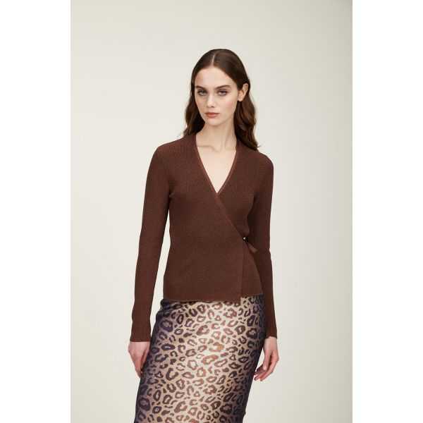 Lurex crossed cardigan