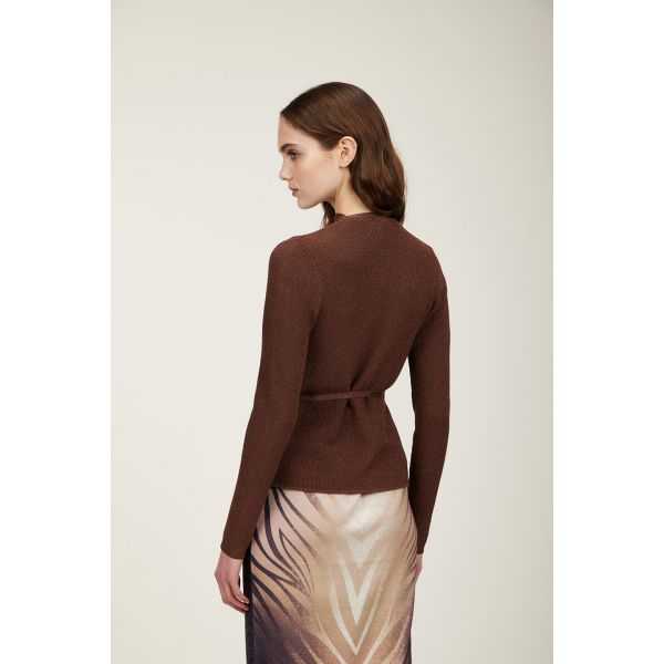 Lurex crossed cardigan