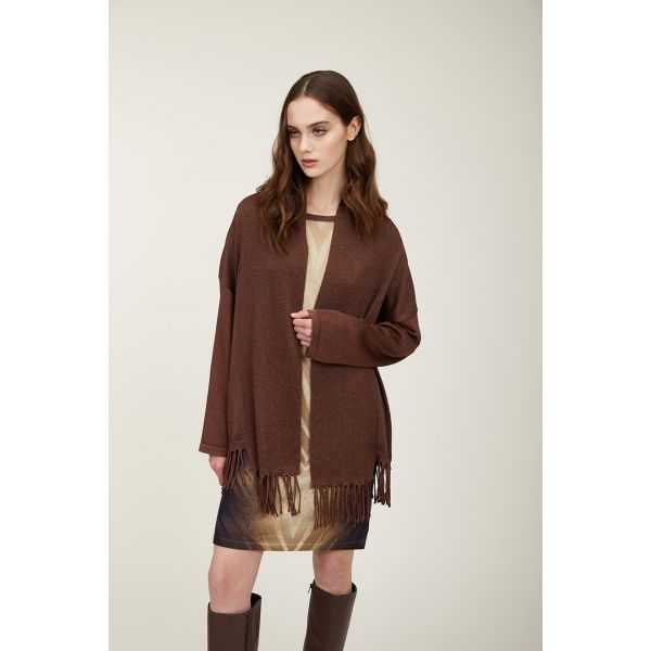Lurex cardigan with fringes