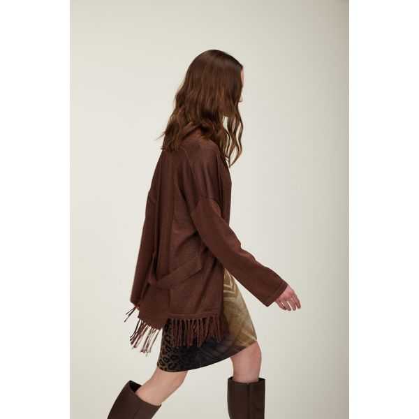 Lurex cardigan with fringes