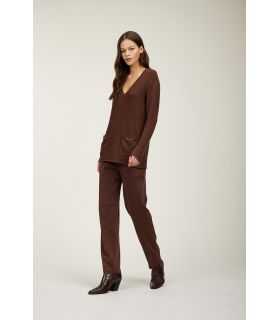 V neck sweater with lurex horsebit on pockets