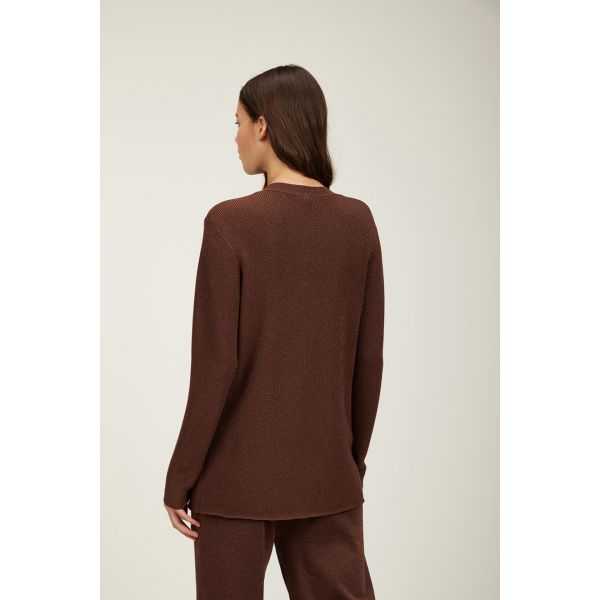 Maglia scollo a v con morsetti lurex su tasche