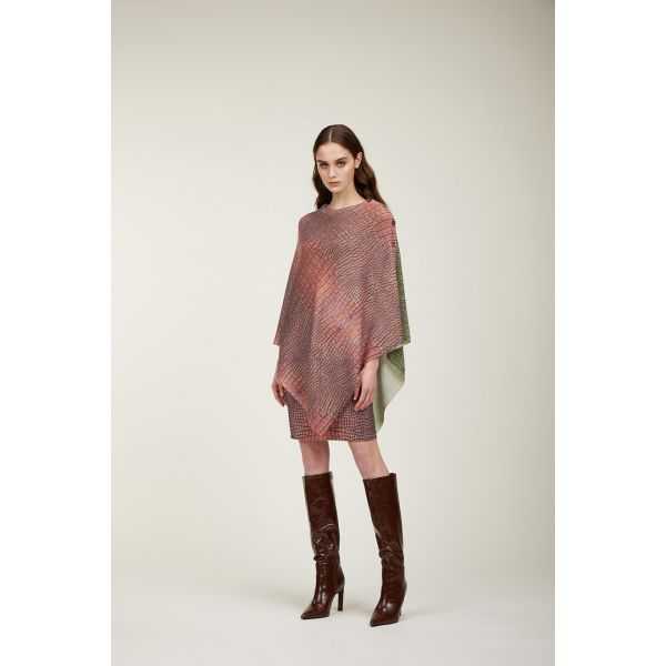 Poncho with Cocco bicolor print double use