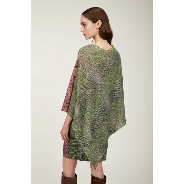 Poncho with Cocco bicolor print double use