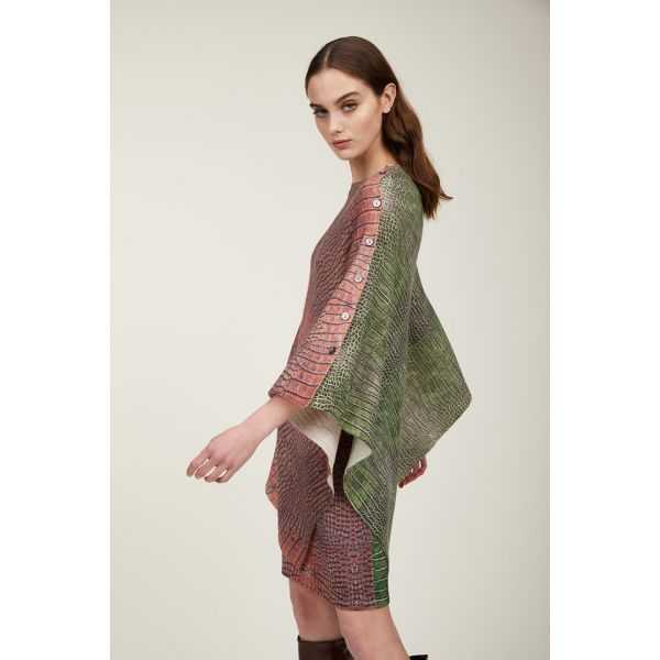 Poncho with Cocco bicolor print double use