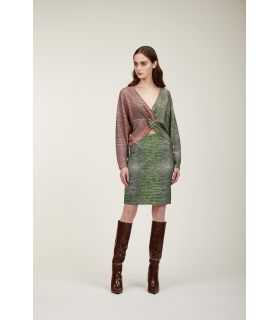 Maglia scollo a v oversize con nodo e stampa Cocco bicolor