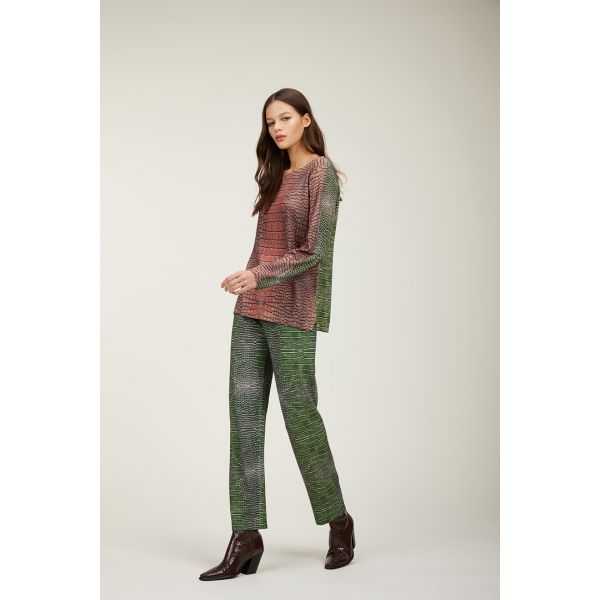 Maglia con scollo a barca oversize e stampa Cocco bicolor double use