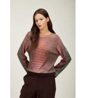 Maglia con bordi di velluto a coste e stampa Cocco bicolor double use