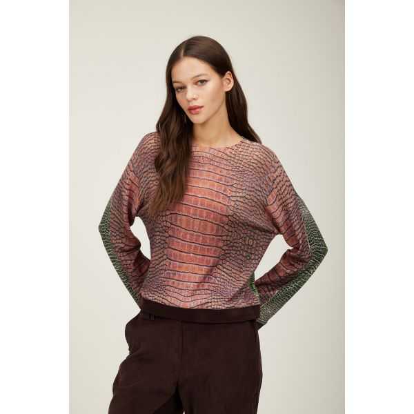 Sweater with corduroy and Cocco bicolor print double use