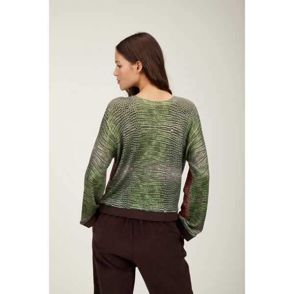Sweater with corduroy and Cocco bicolor print double use