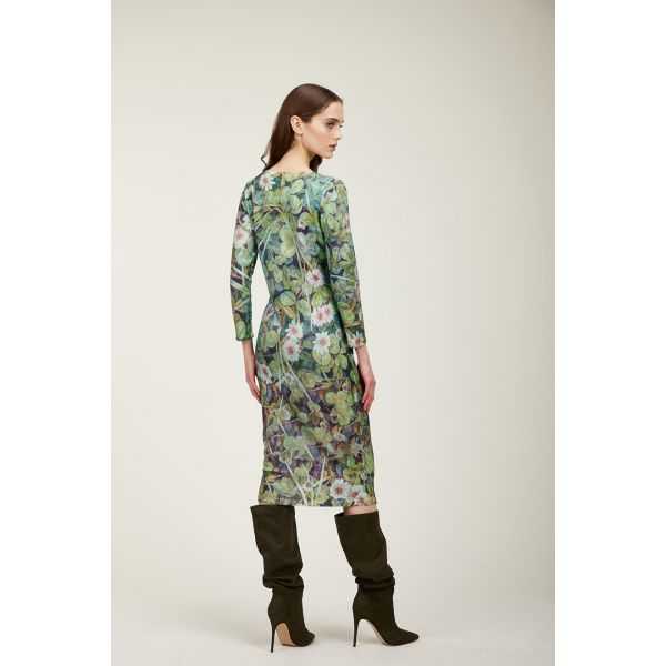 V neck dress with Garden print