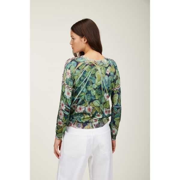 Maglia girocollo con stampa Garden double use
