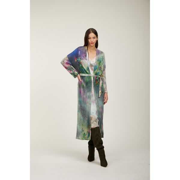 Long dustcoat with Rugiada print