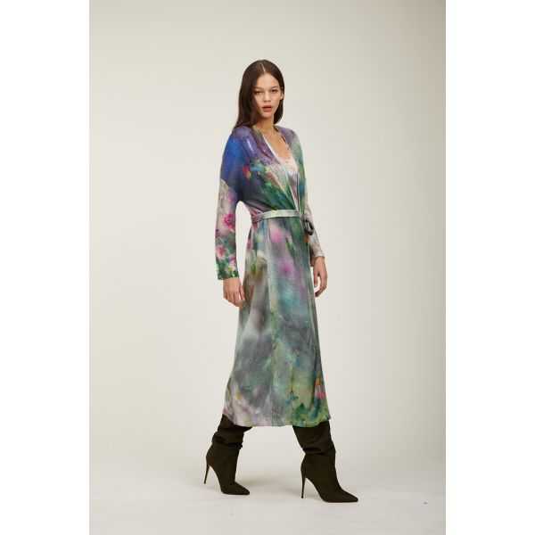 Long dustcoat with Rugiada print