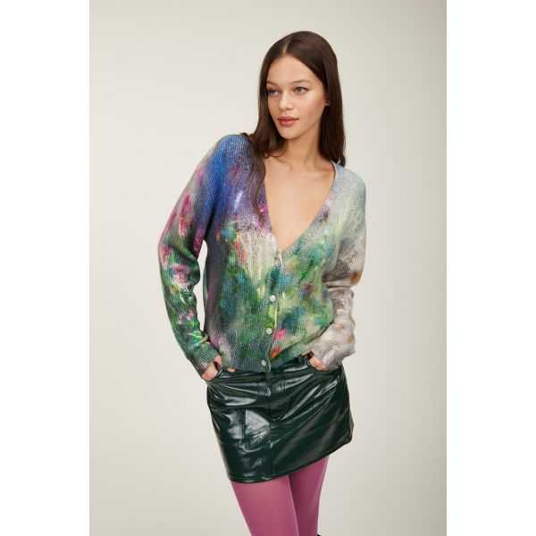 V neck jacket with Rugiada print
