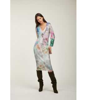V neck dress with Rugiada print