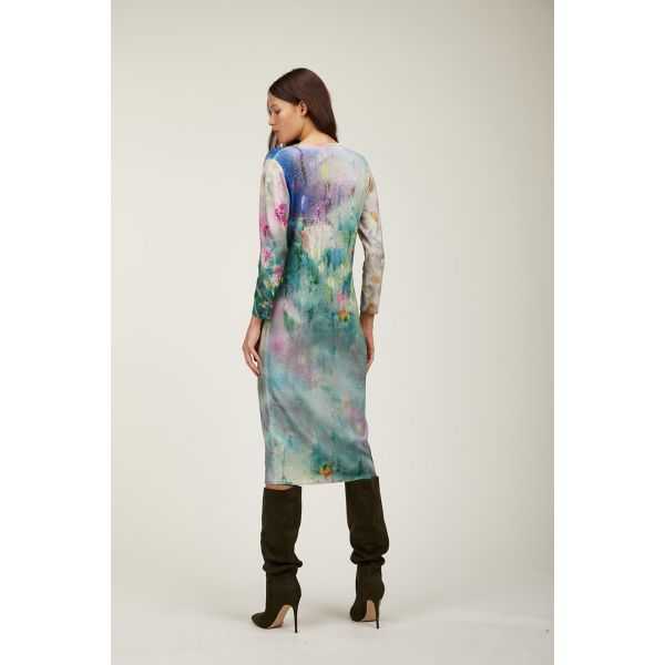 V neck dress with Rugiada print