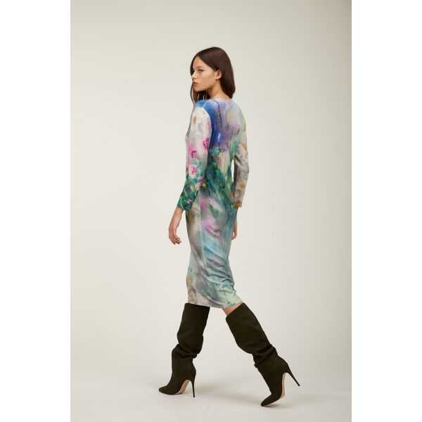 V neck dress with Rugiada print