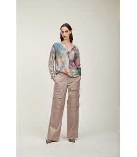 Maglia girocollo oversize con stampa Rugiada double use