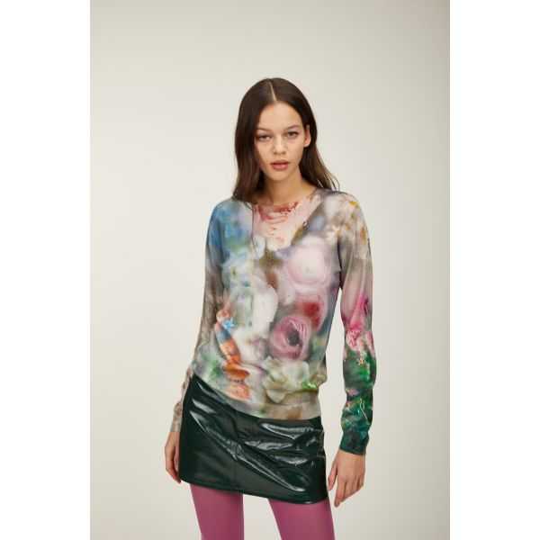 Crewneck sweater with Rugiada print double use
